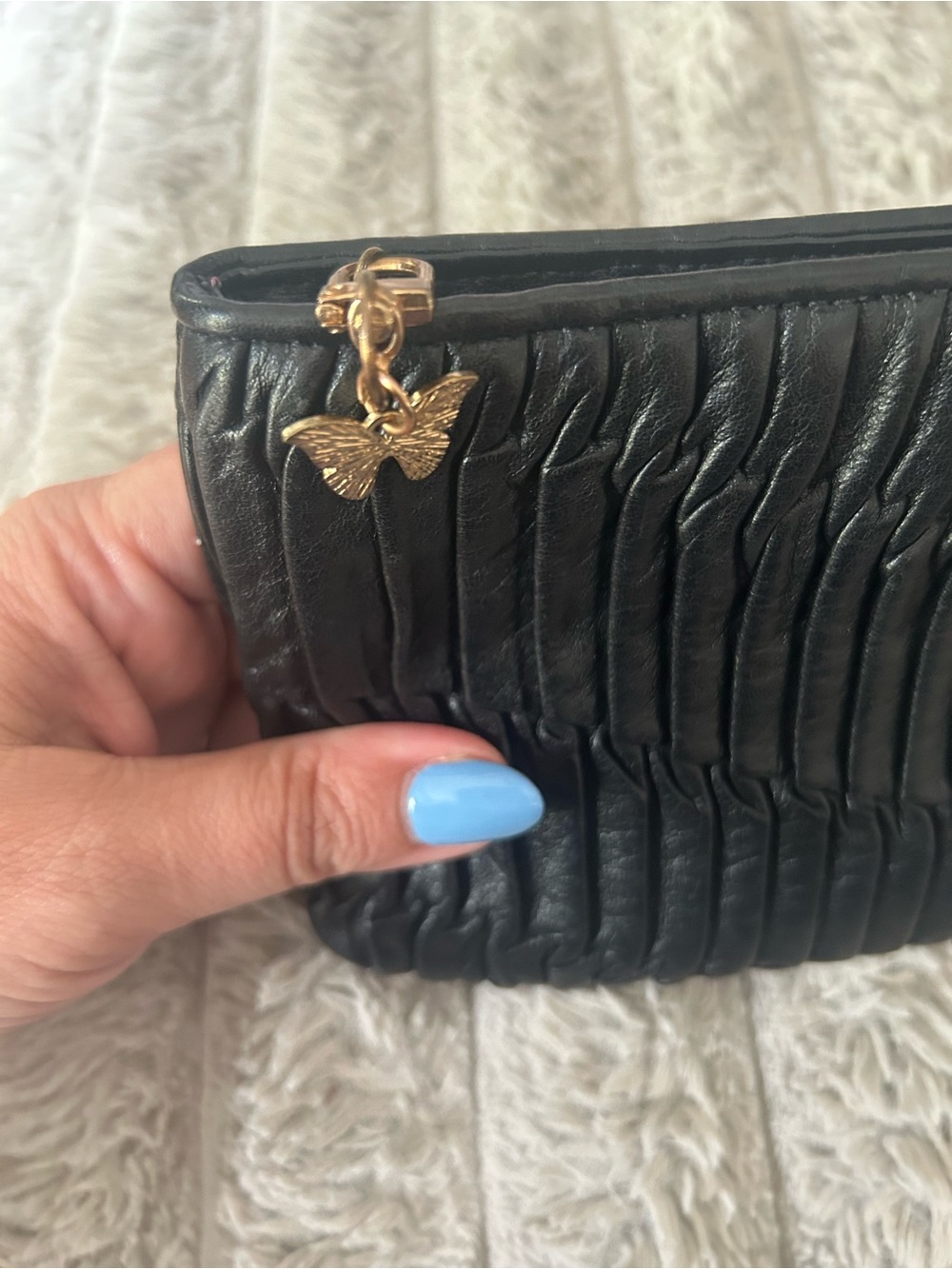 Coach Y2K Horse & Carriage Black Ruched Leather Clutch Wristlet - Picture 7 of 7